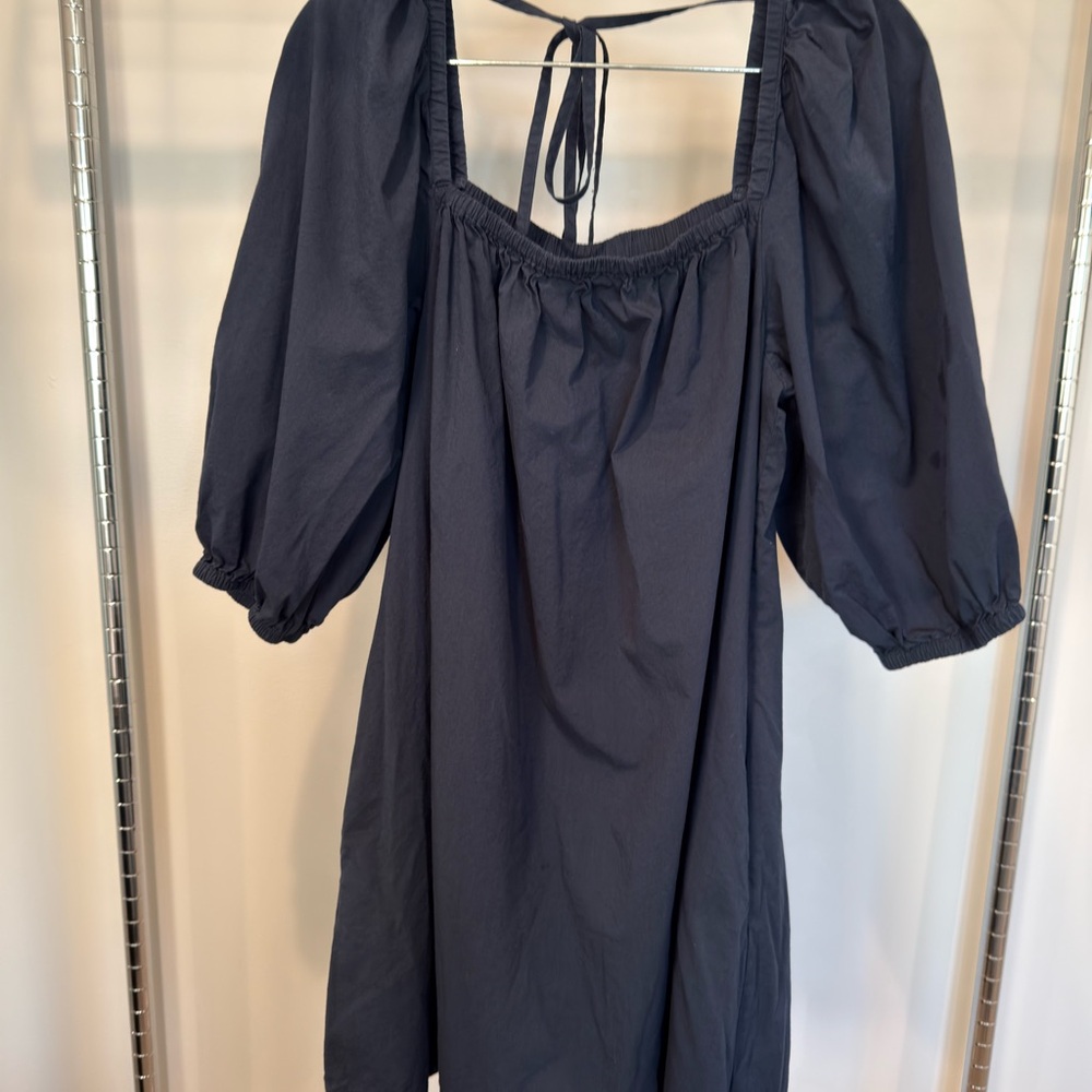 Madewell Square-Neck Puff-Sleeve Mini Dress